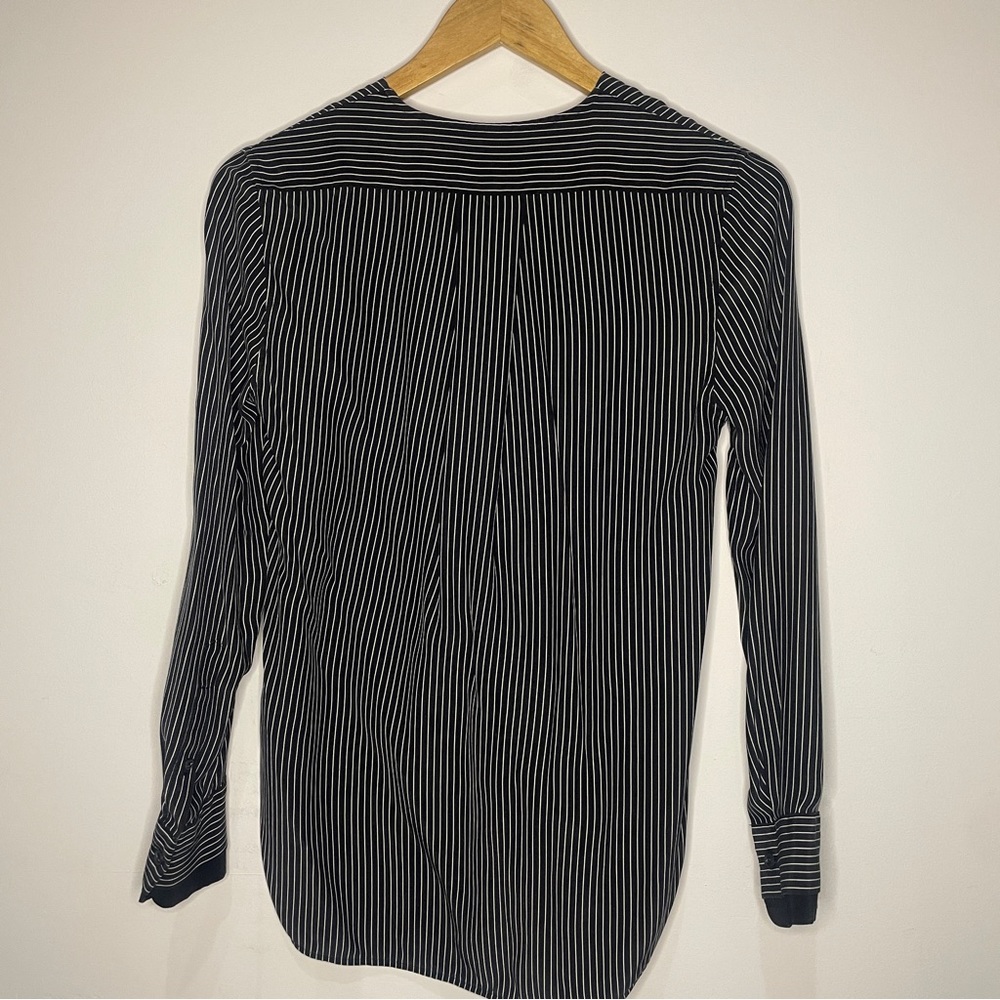 Rag & Bone Victor Striped Silk Wrap Blouse in Black/White - Women’s Size XXS - Picture 3 of 8